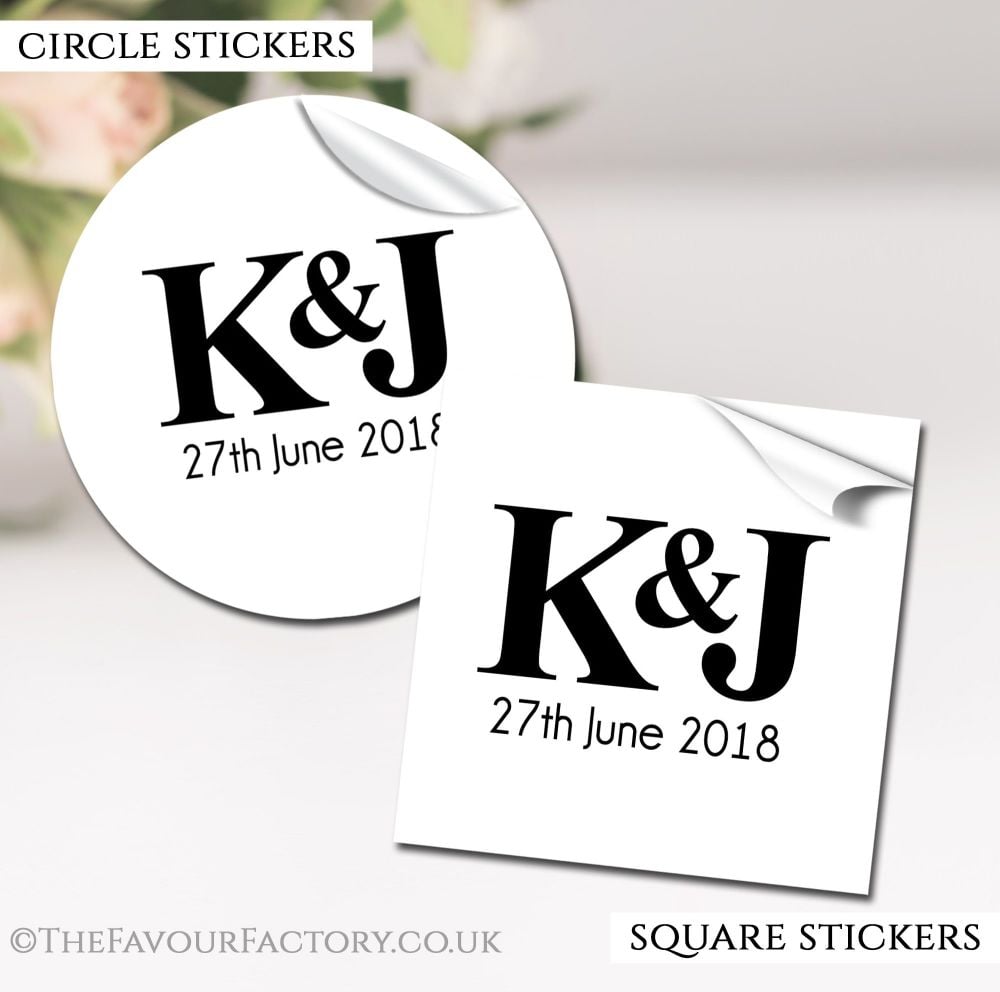 Personalised Wedding Stickers Simply Initials Monogram