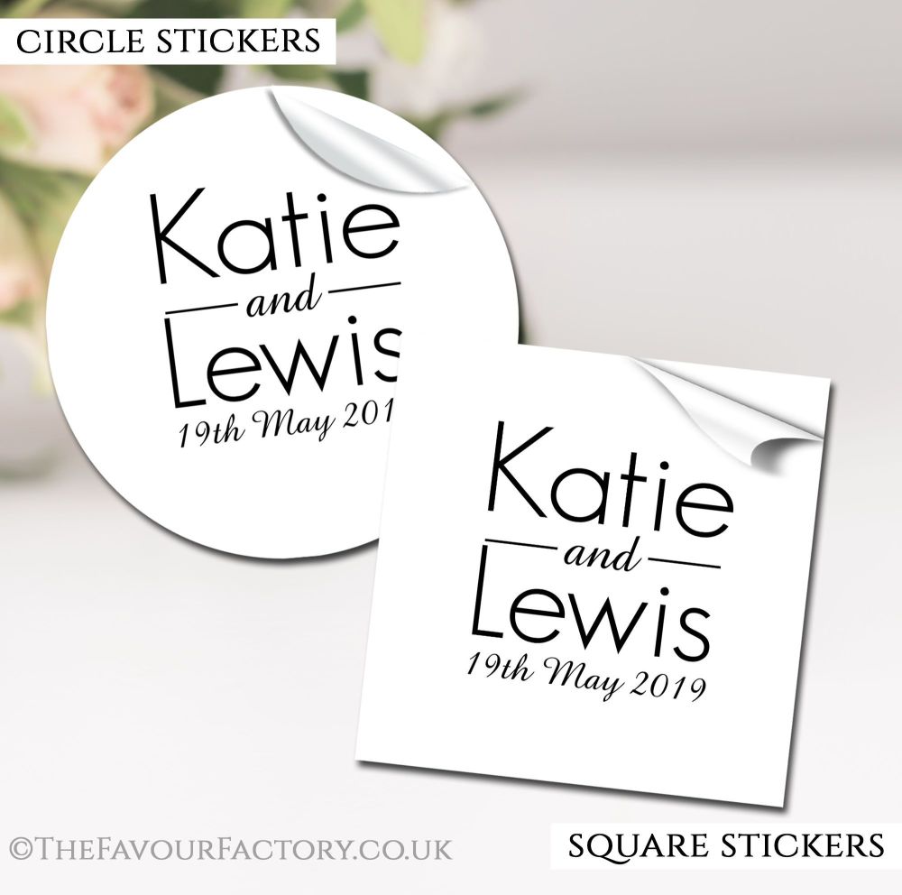 Personalised Wedding Stickers Modern Monogram