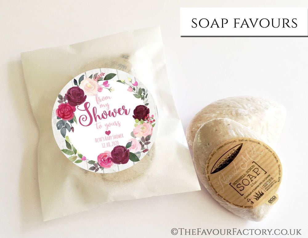Baby Shower Soap Favours From My Shower To Yours Floral Burgundy Blush x1