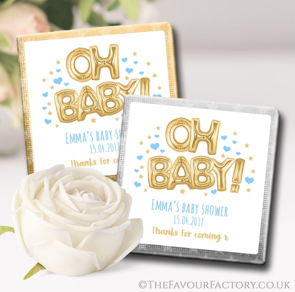 Baby Shower Chocolates Favours Gold And Blue Oh Baby Mini Milk