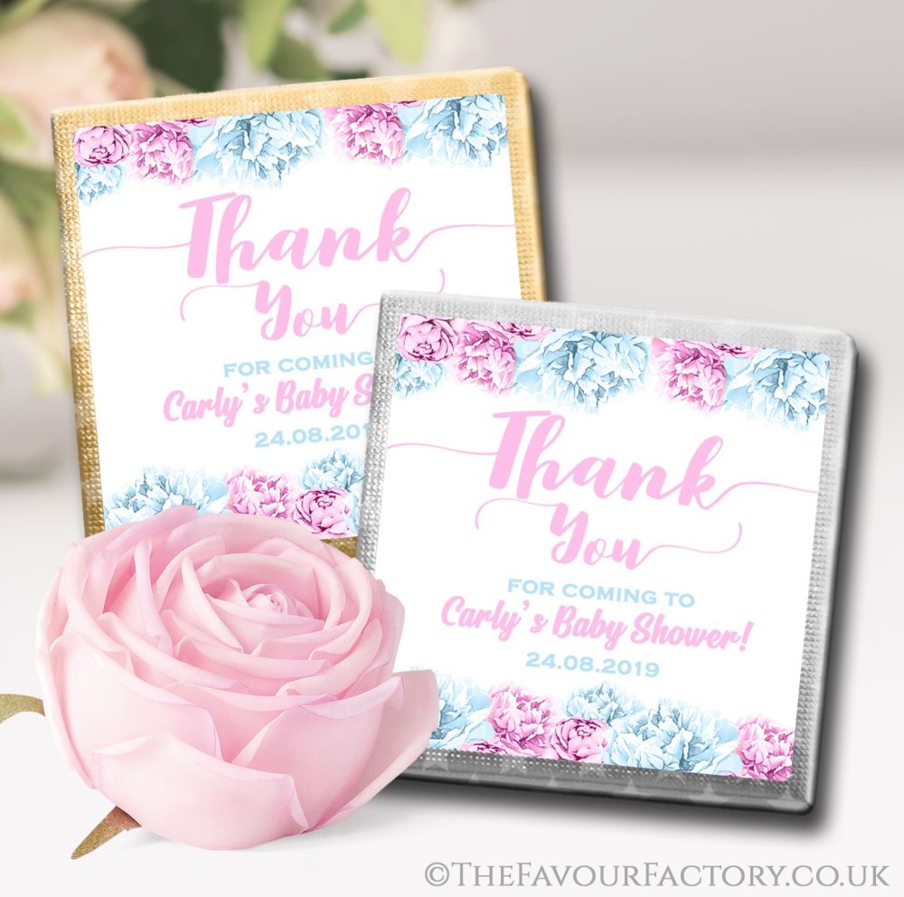 pink and blue flowers for baby shower