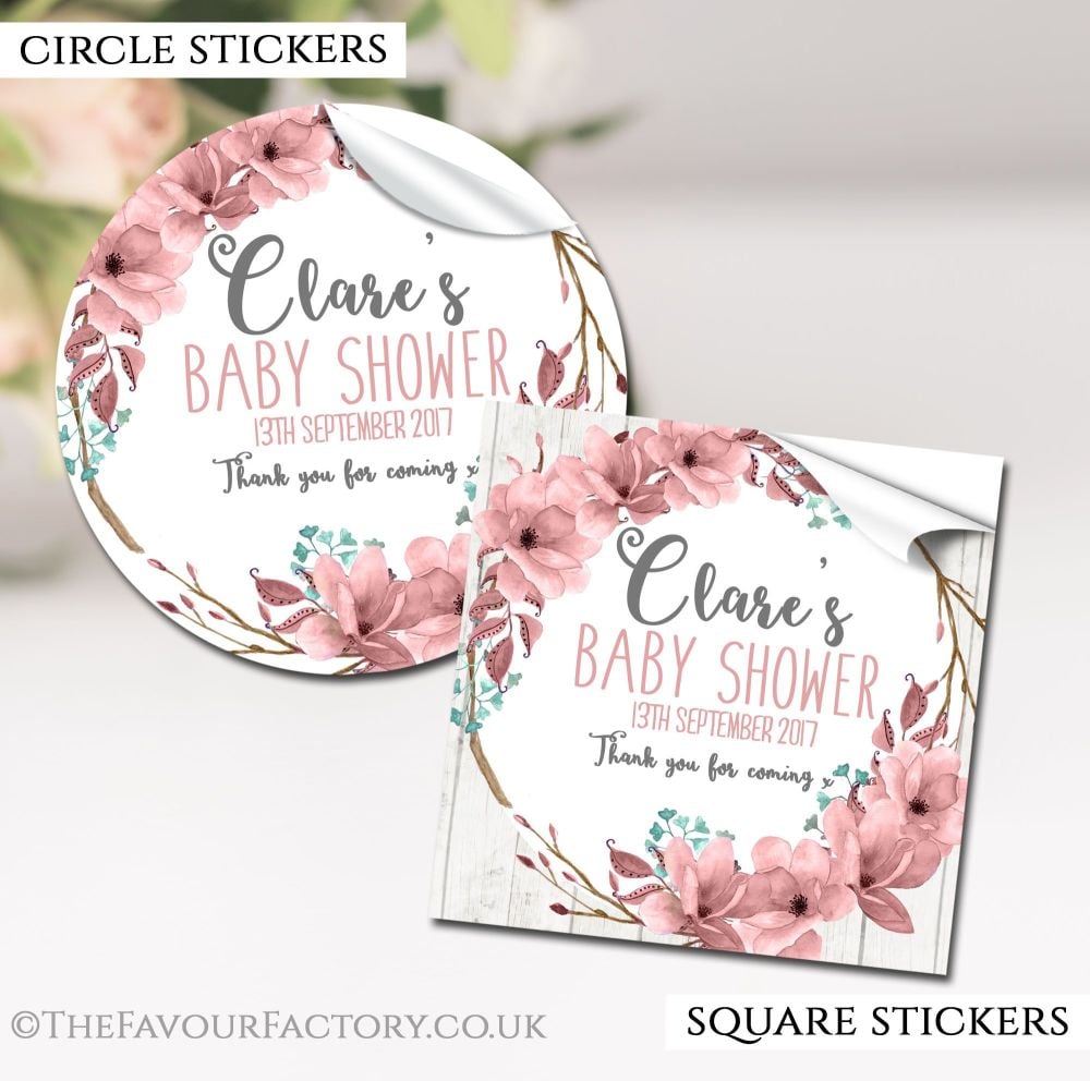 Personalised Baby Shower Boho Floral Wreath