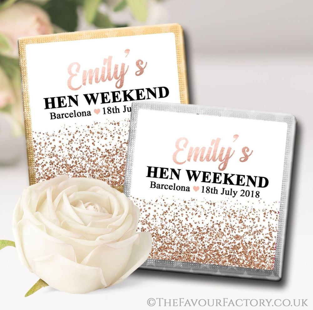 Rose Gold Glitter Confetti Hen Party Chocolates Favours