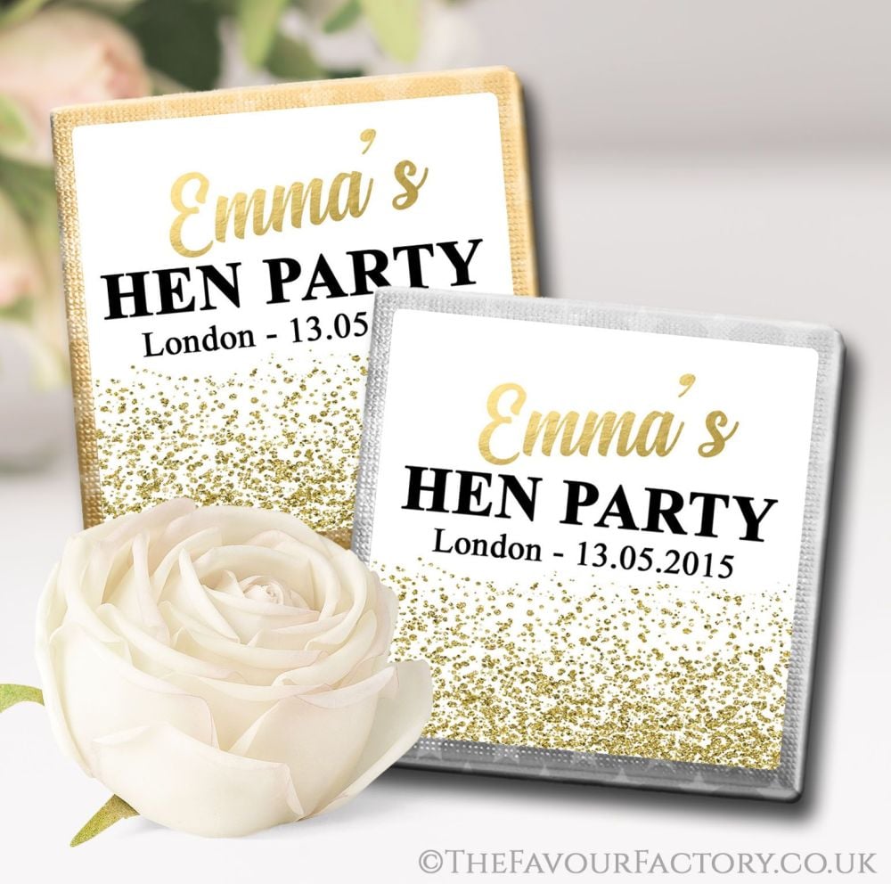 Gold Glitter Confetti Hen Party Chocolates Favours