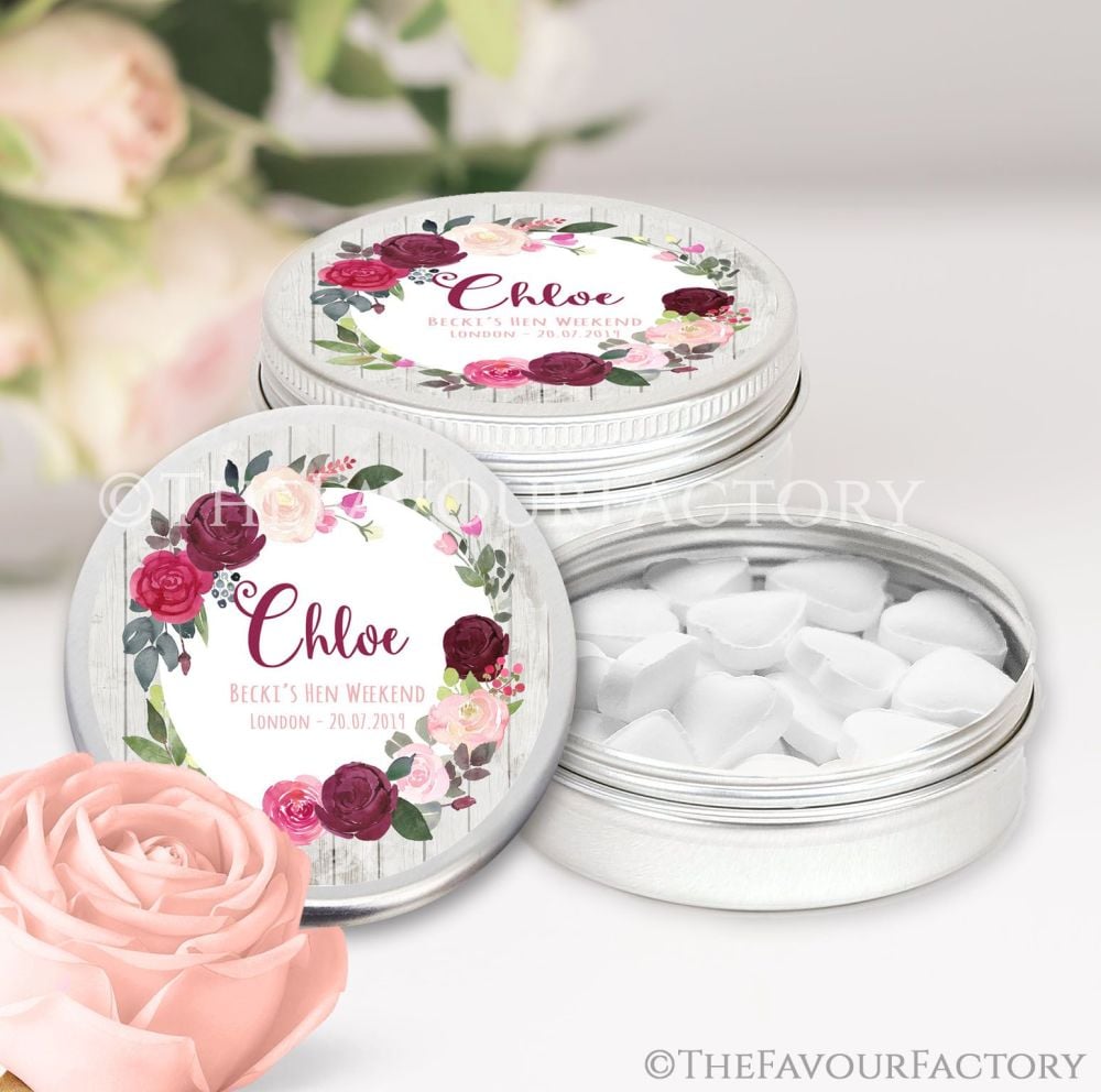 Hen Party Favour Tins Individually Personalised x1