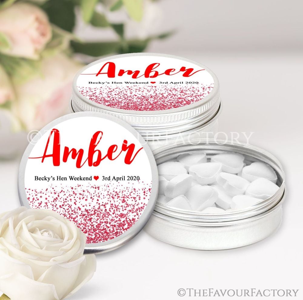 Hen Party Favour Tins Individually Personalised x1