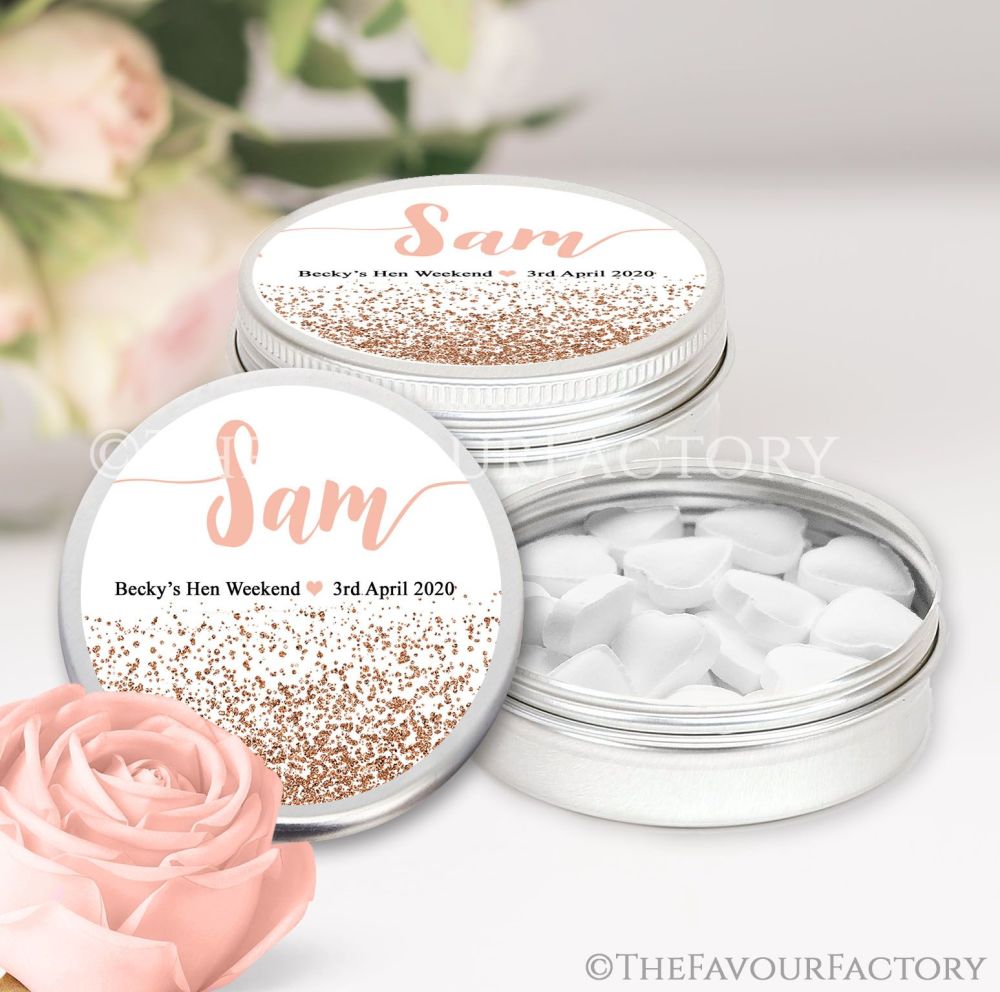 Hen Party Favour Tins Individually Personalised x1