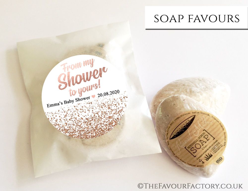 Baby Shower Soap Favours From My Shower To Yours Glitter Rose Gold x1