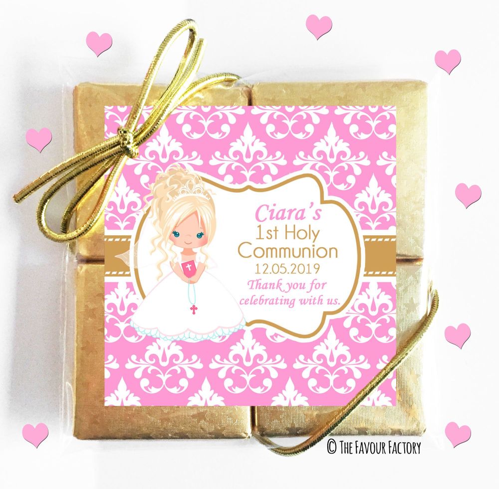 Holy Communion Chocolates Quads Favours Blonde Hair Girl x1