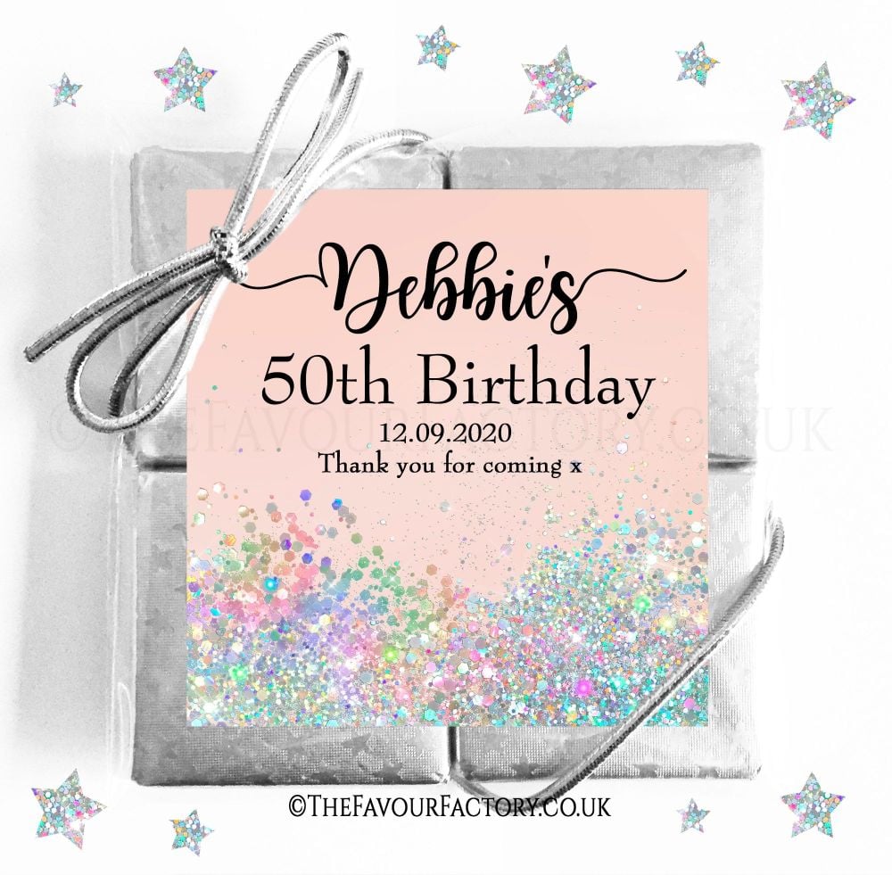 Birthday Party Chocolate Quads Iridescent Glitter x1