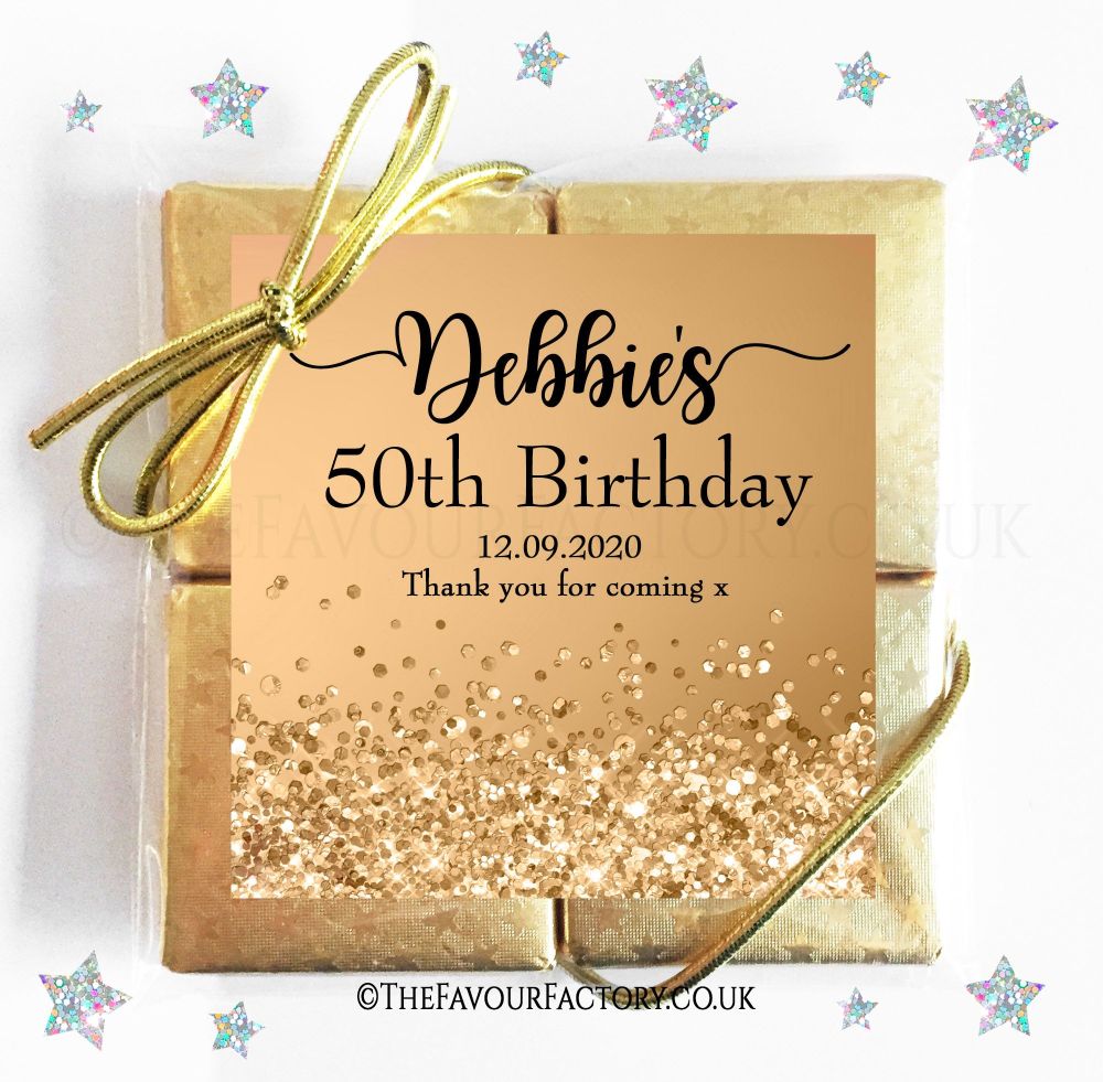 Birthday Party Chocolate Quads Gold Iridescent Glitter x1