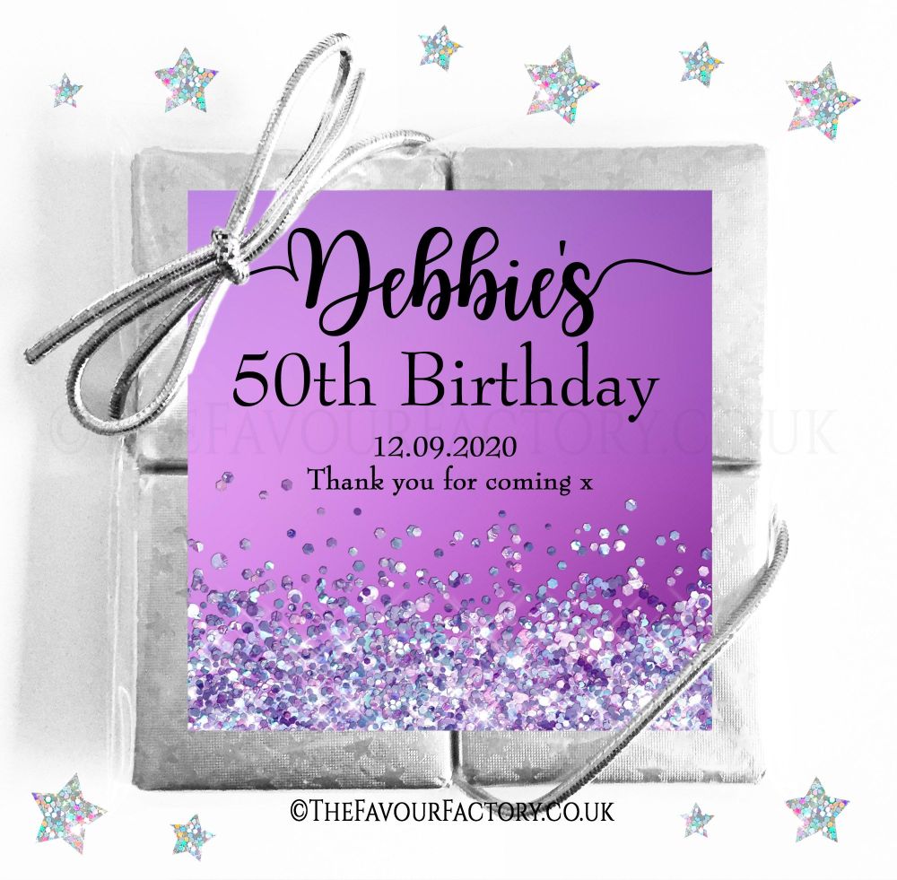 Birthday Party Chocolate Quads Purple Iridescent Glitter x1