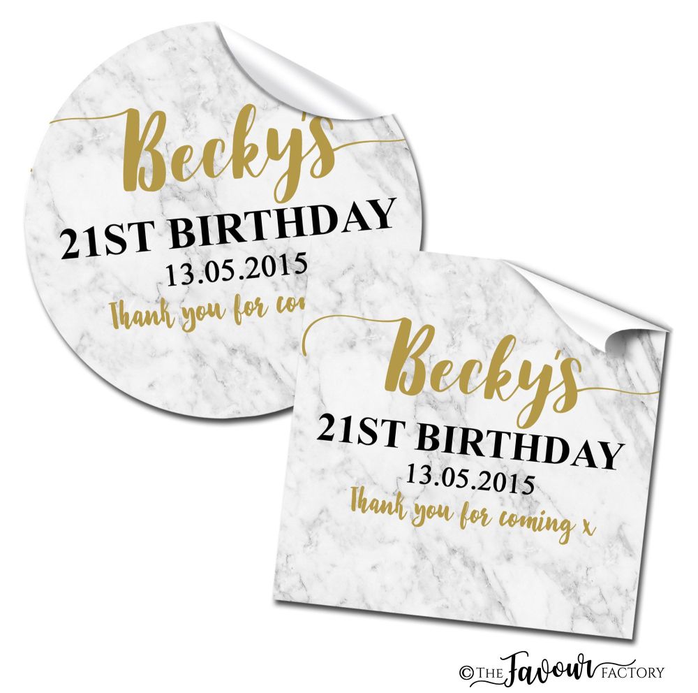 Personalised Birthday Stickers Marble