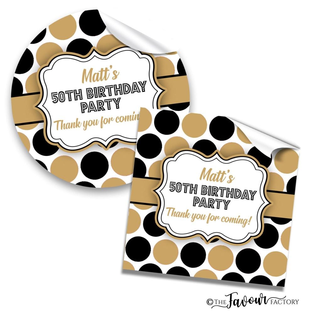 Large Polka Dots Adult Birthday Party Stickers