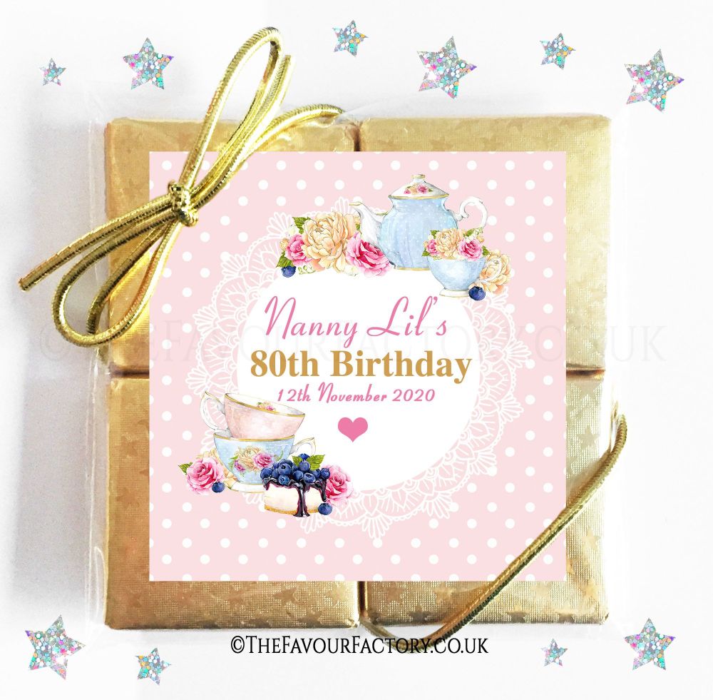 Birthday Chocolates Quads Vintage Tea Party x1