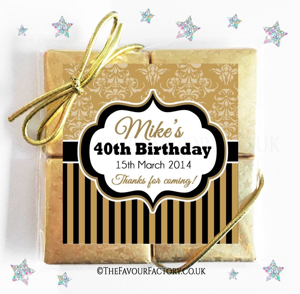 Birthday Chocolates Quads Damask Stripes x1