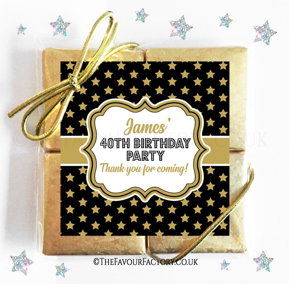 Birthday Chocolates Quads Gold Stars x1