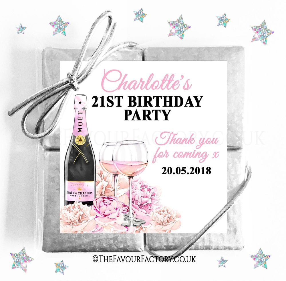 Birthday Chocolates Quads Champagne and Flowers x1