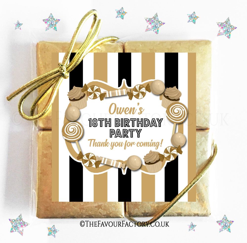 Birthday Chocolates Quads Black and Gold Candy Sweets x1