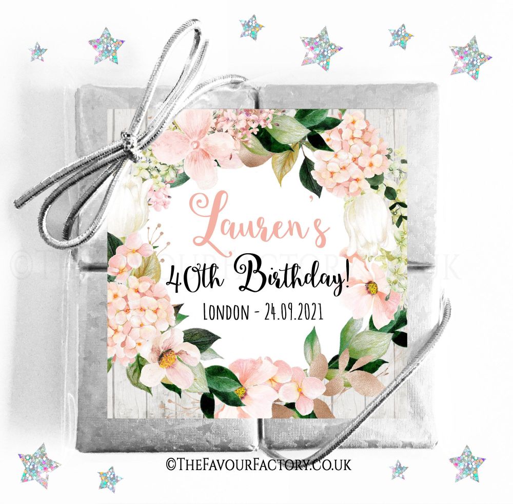Birthday Chocolates Quads Blush Hydrangeas x1