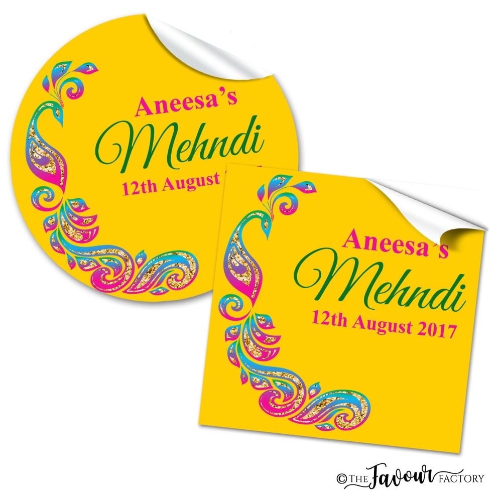 Mehndi Wedding Stickers - Peacock Tail