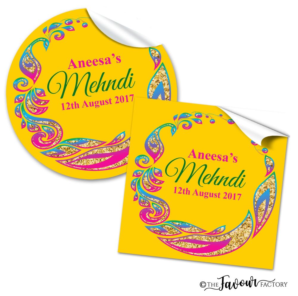 Mehndi Wedding Stickers - Peacock Tail Frame
