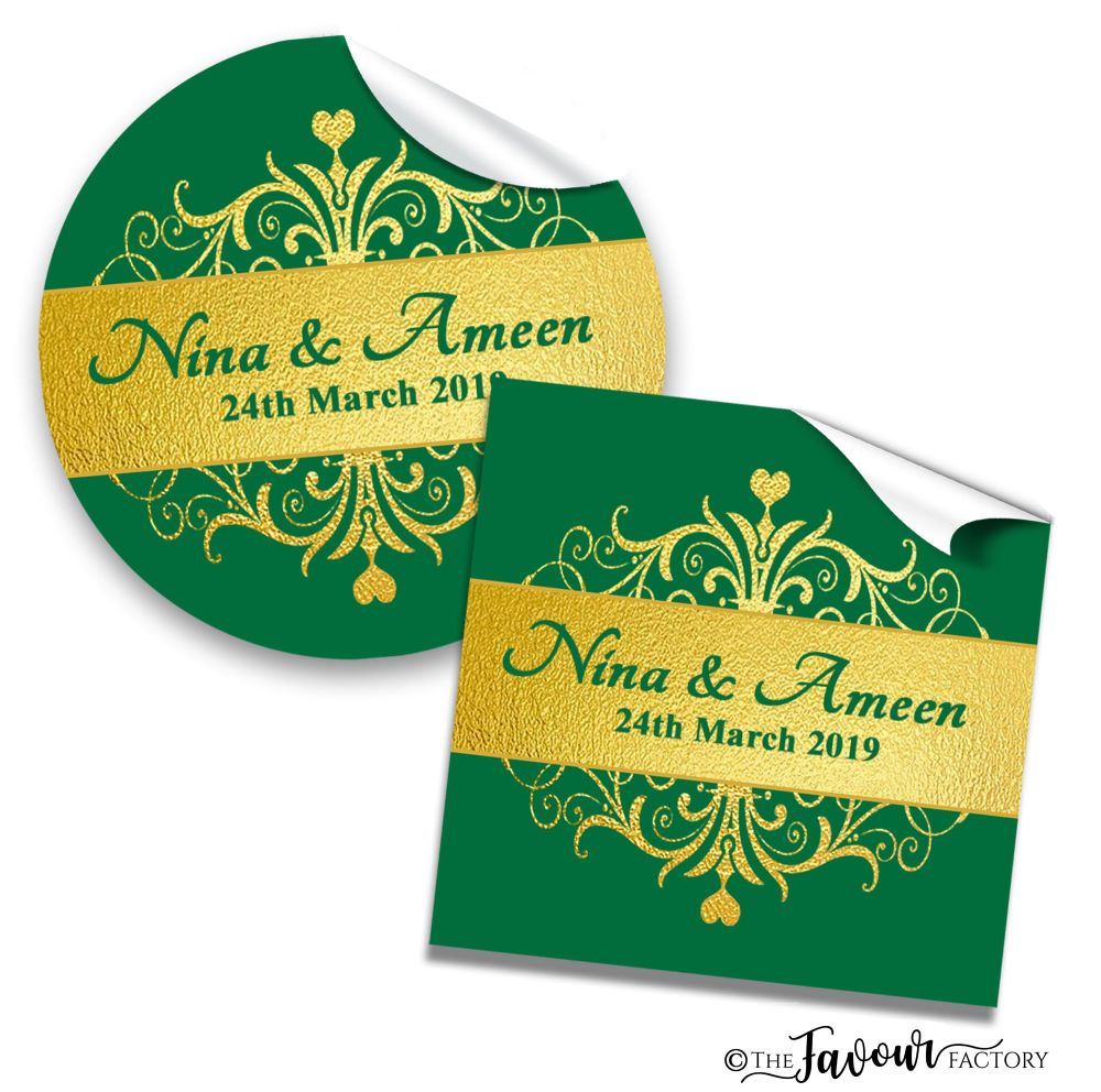 Mehndi Wedding Stickers - Gold Foil Flourish Frame