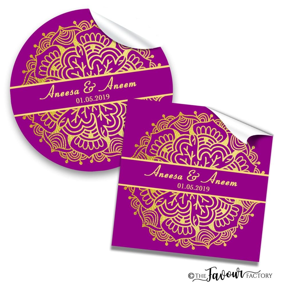 Mehndi Wedding Stickers - Gold Foil Mandala