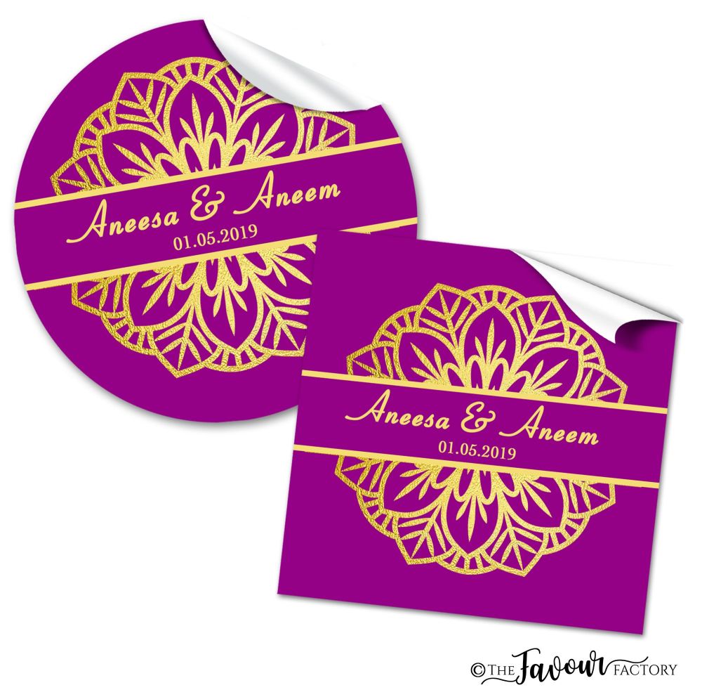 Mehndi Wedding Stickers - Gold Foil Flower Mandala