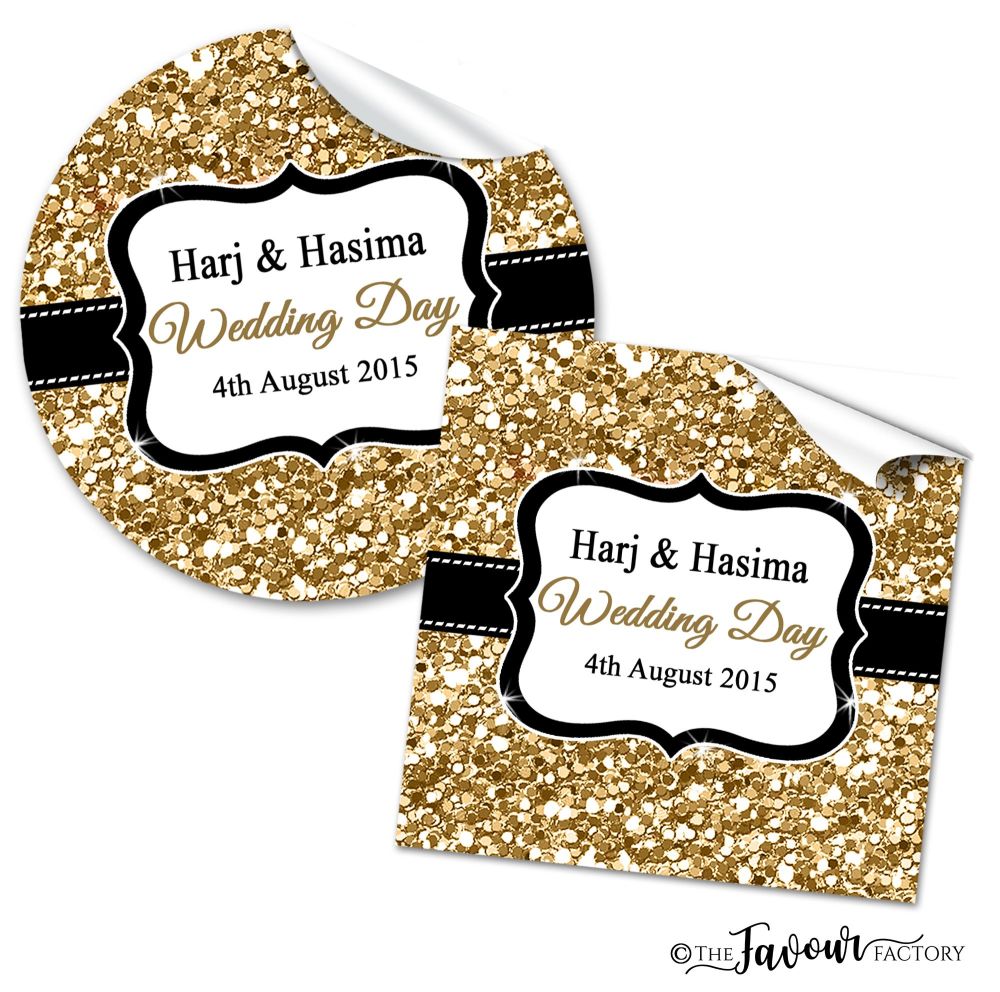 Mehndi Wedding Stickers - Gold Glitter