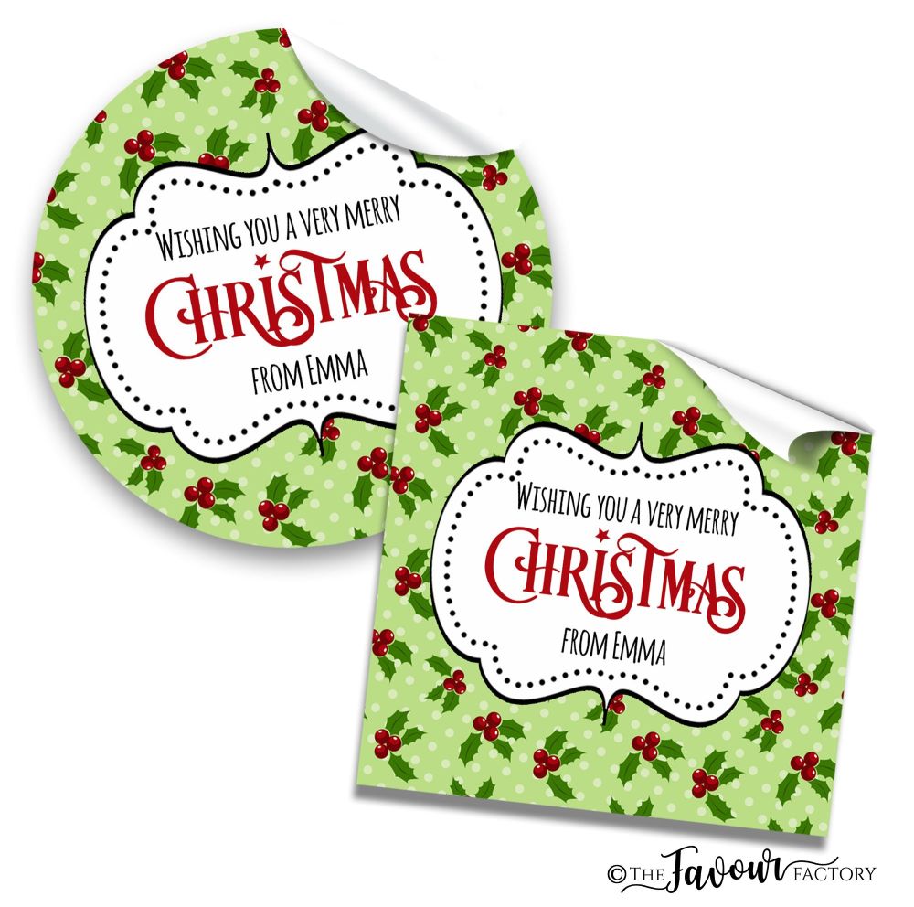 Christmas Stickers Polka Dot Holly
