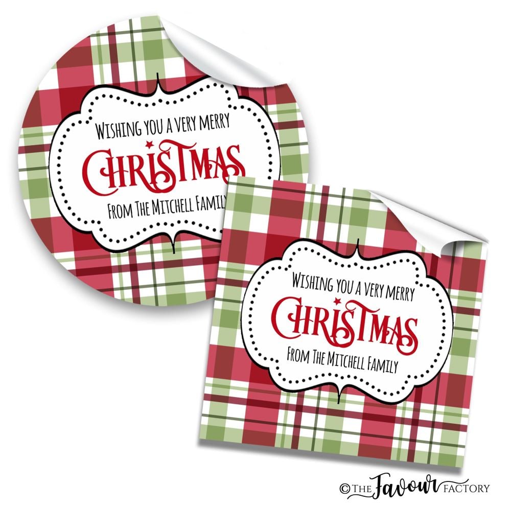 Christmas Stickers Traditional Plaid