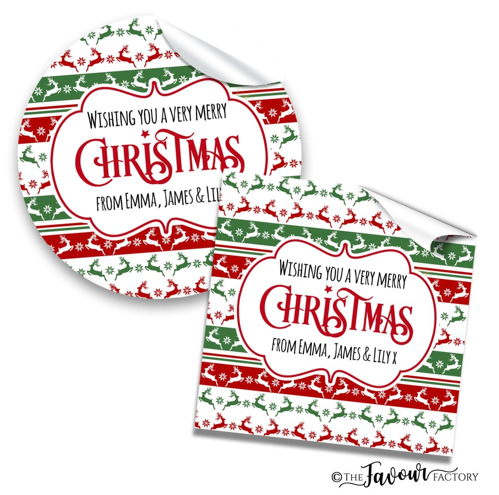 Personalised Christmas Stickers Prancing Reindeer