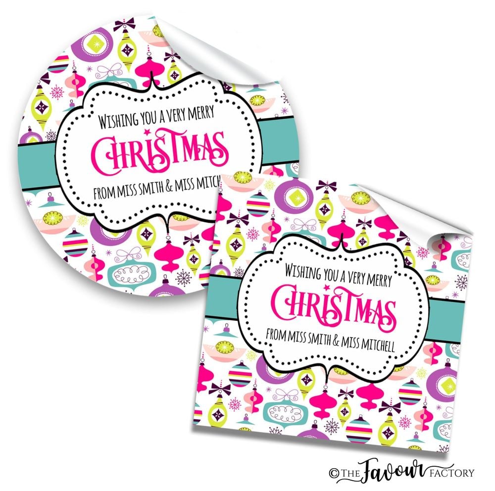 Christmas Stickers Retro Baubles