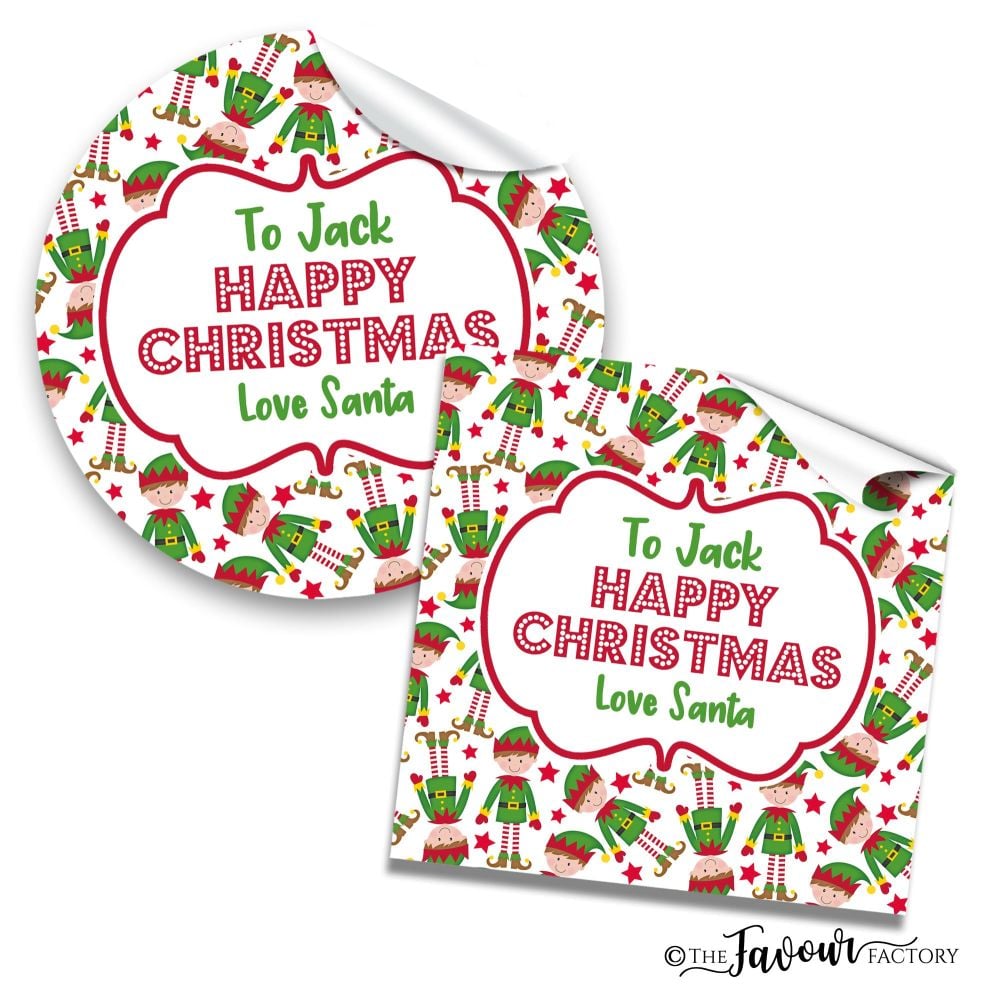 Personalised Christmas Stickers Elf Santa's Friend