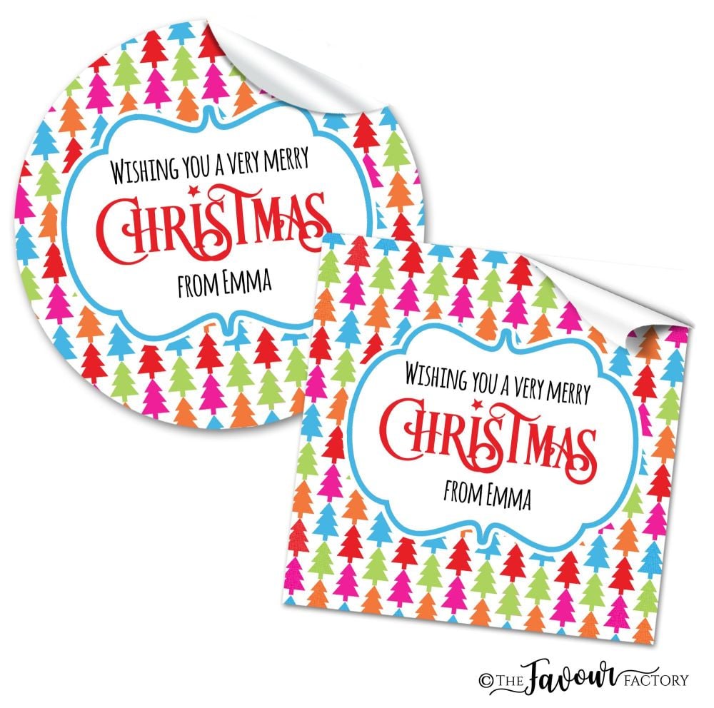 Christmas Stickers Bright Trees Theme