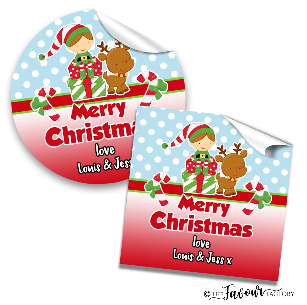 Christmas Stickers Elf on Presents