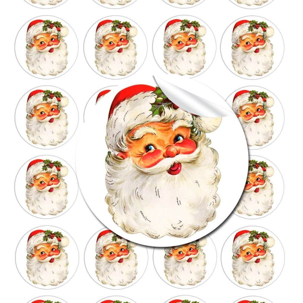 Traditional Vintage Santa Face Stickers