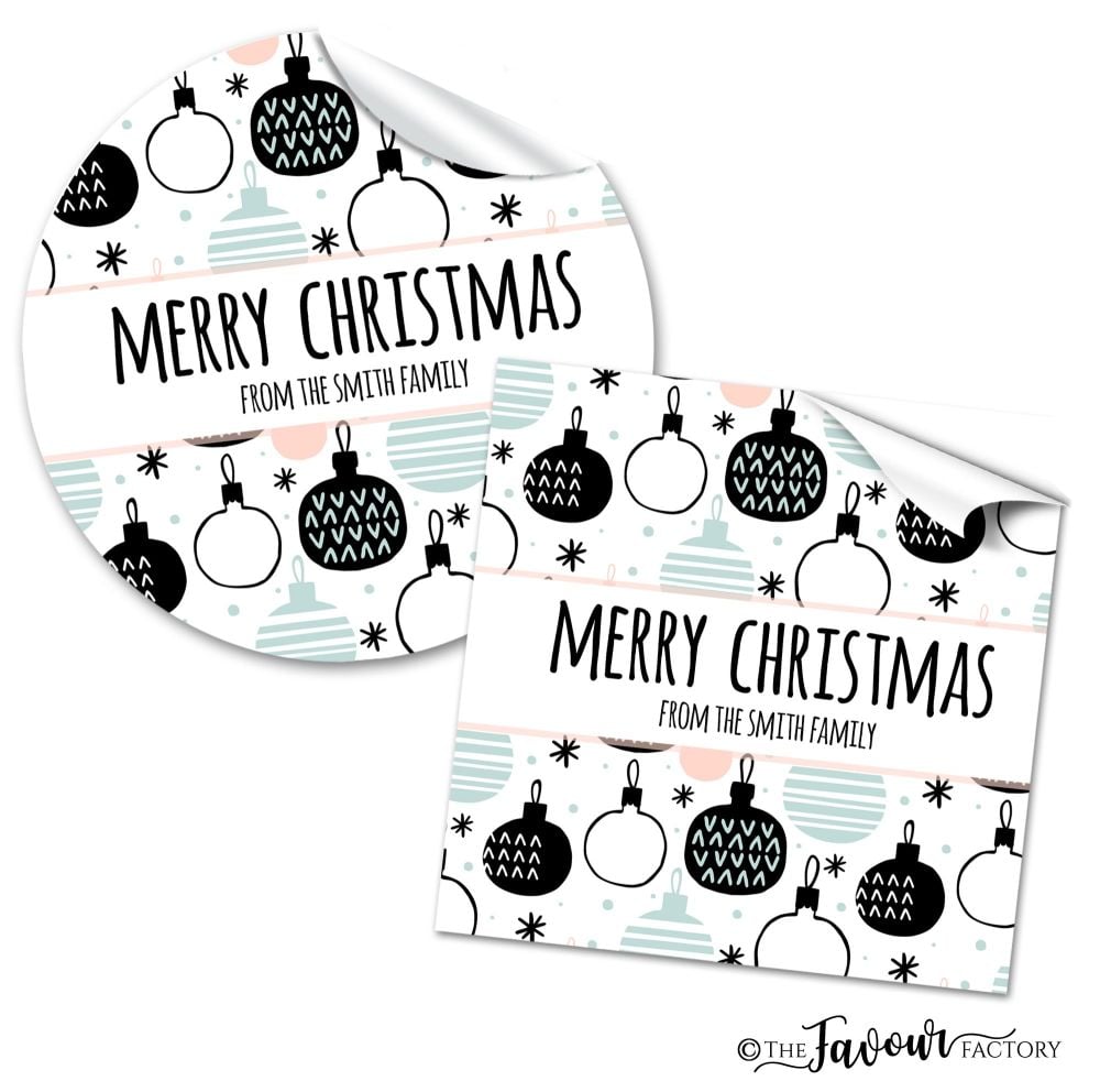 Personalised Christmas Stickers Modern Baubles