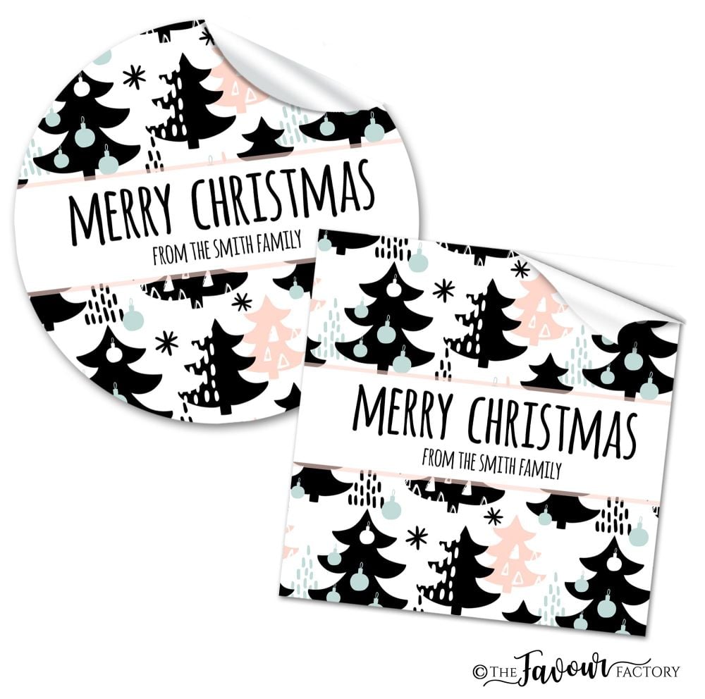 Personalised Christmas Stickers Mod Trees