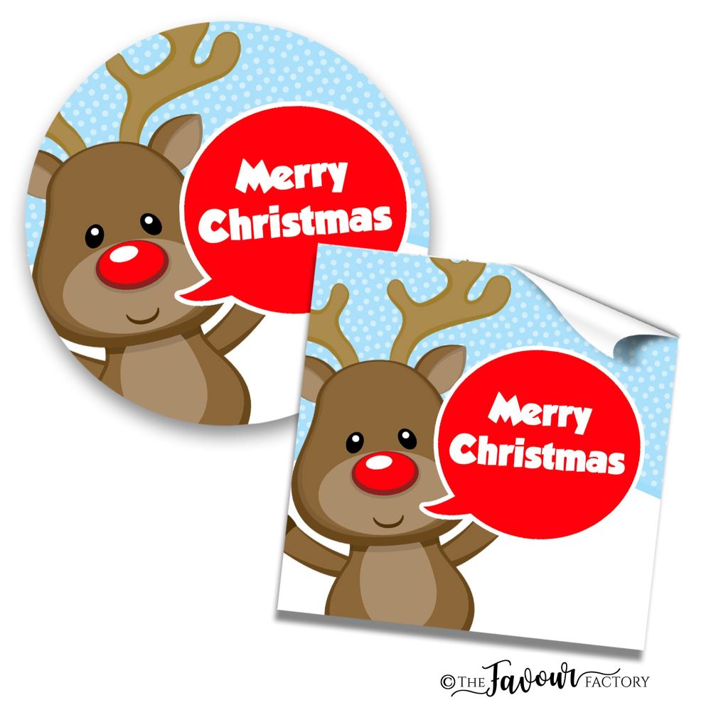 Personalised Christmas Stickers Rudolph Speech Bubble