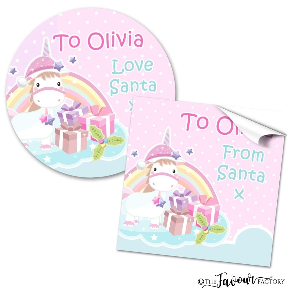 Christmas Stickers Cute Unicorn