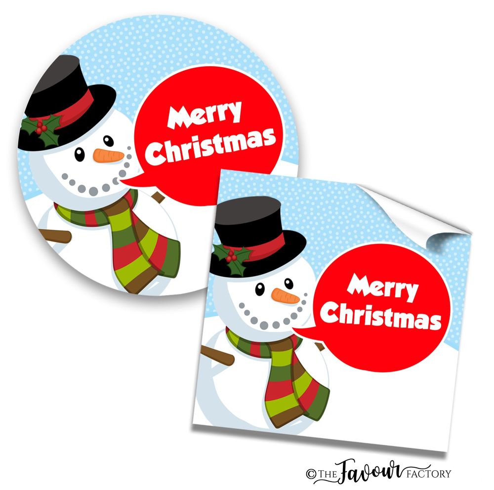 Personalised Christmas Stickers Snowman Speech Bubble