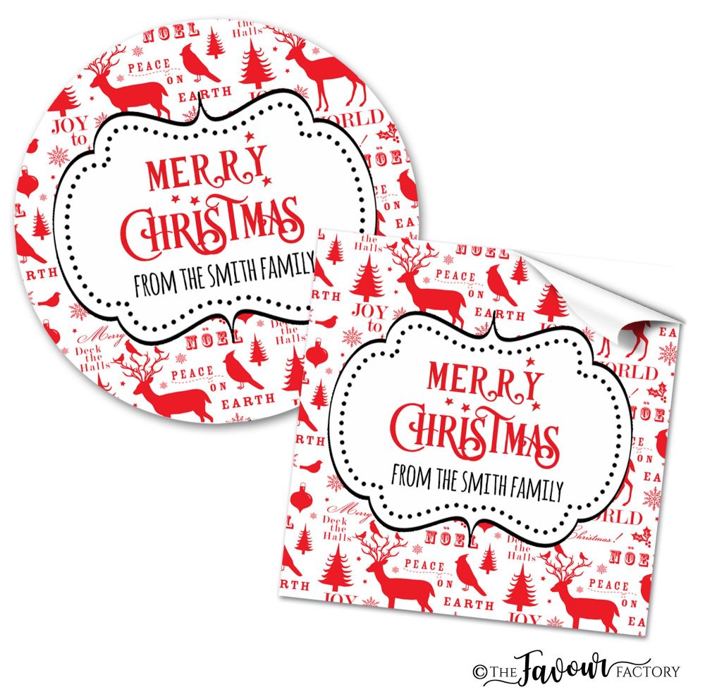 Personalised Christmas Stickers Noel Retro