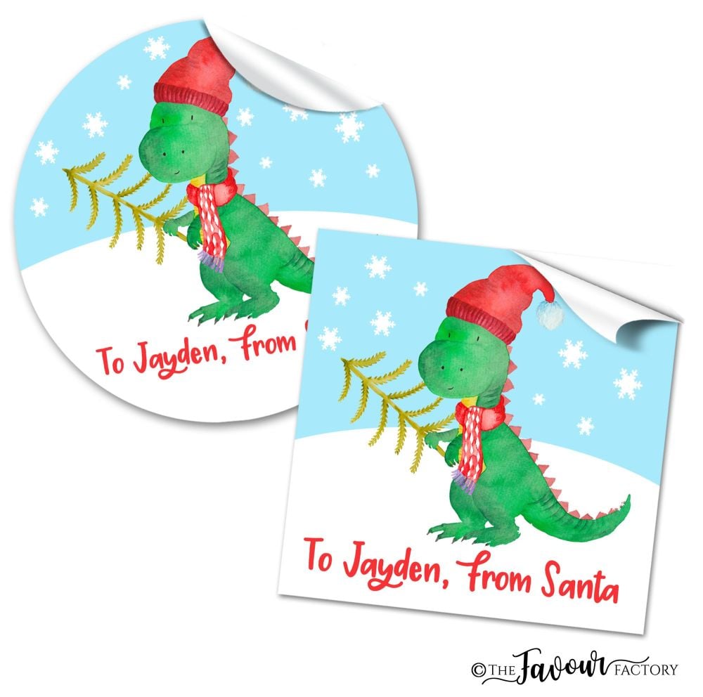 Personalised Christmas Stickers Dinosaur
