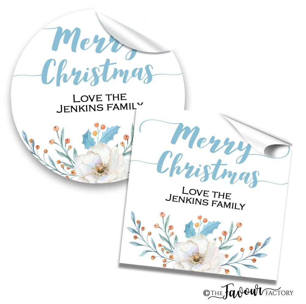 Christmas Stickers Winter Floral Bouquet