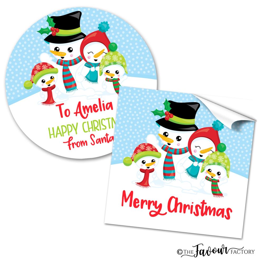 Christmas Stickers Snowman Family