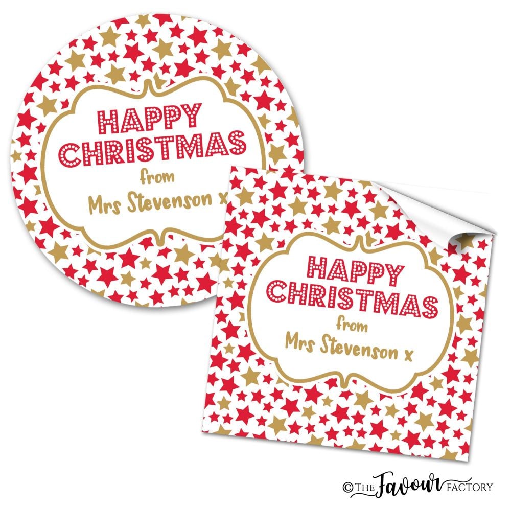 Christmas Stickers Personalised Stars Theme