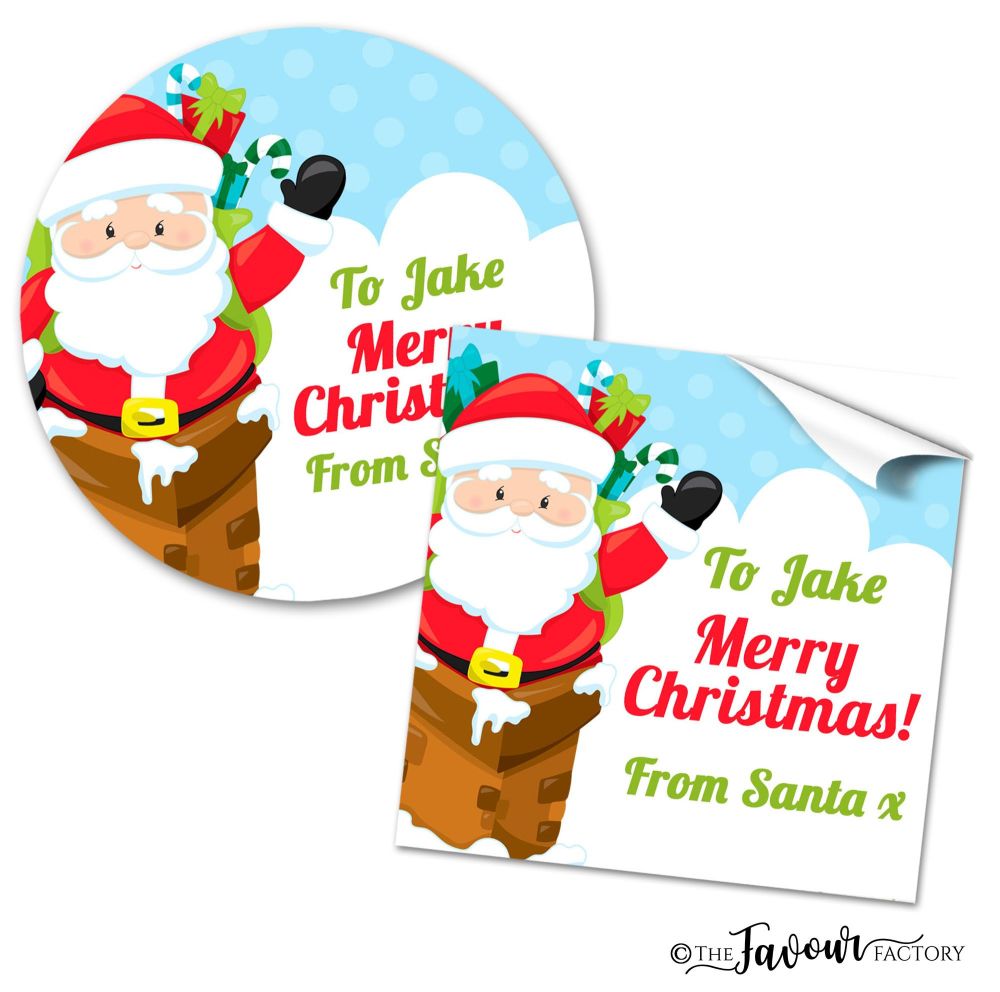 Christmas Stickers Santa in Chimney