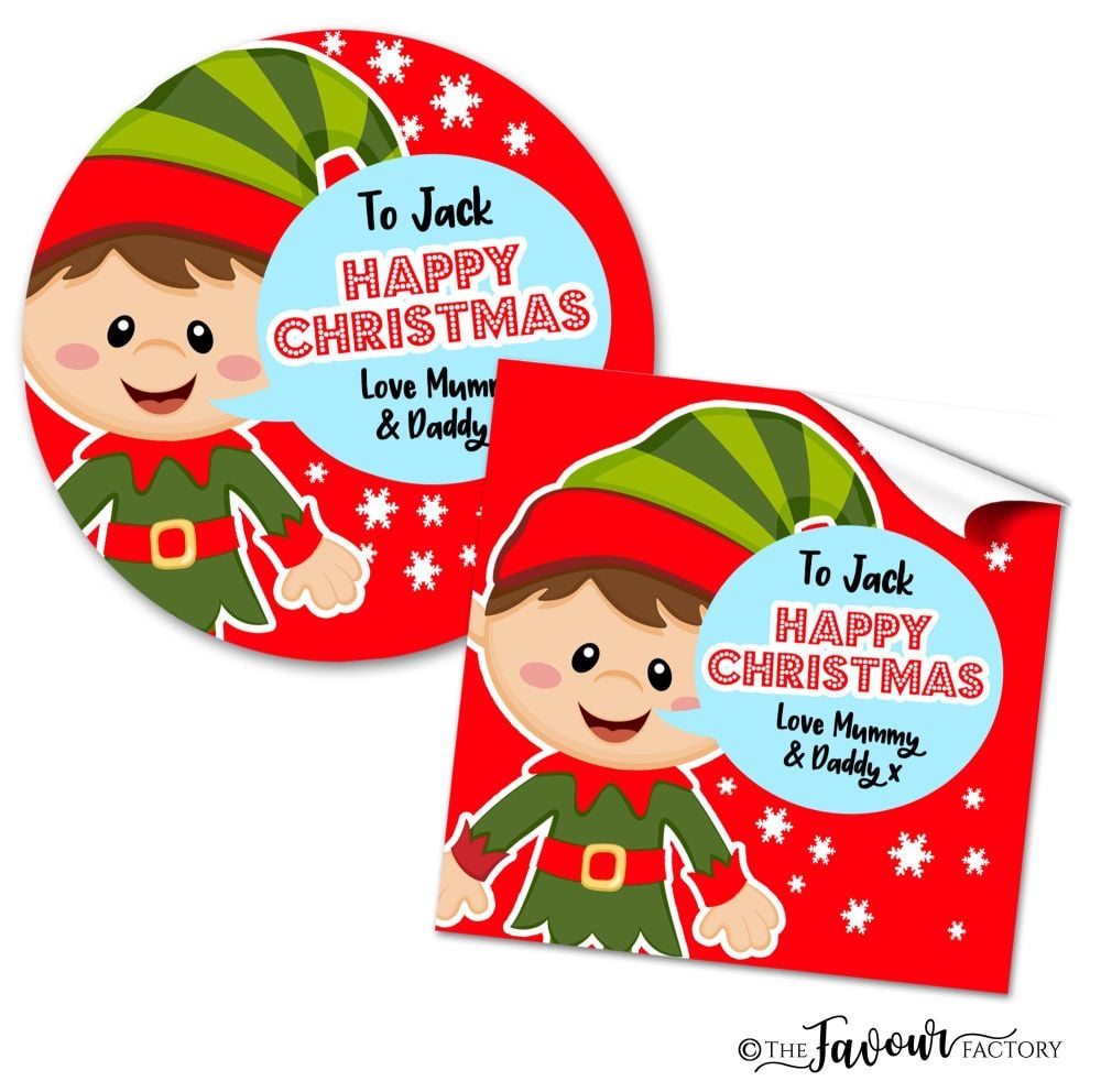 Christmas Stickers Elf Speech Bubble